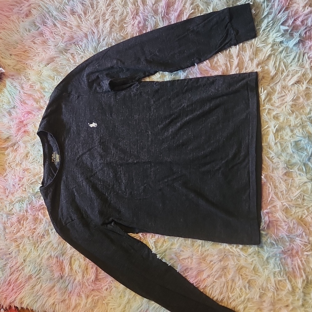 POLO Ralph Lauren dark grey cotton long sleeved crewneck shirt size small